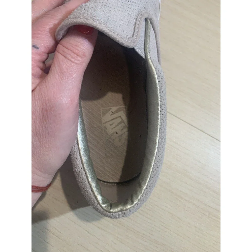 Vans Asher Slip-On Sneaker Perf Gray Leather US Men's Sz 8, Women's 9.5